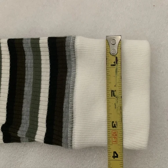 NWT Free People Good on You Army Green Stripe Round Hem Ribbed Tee Top - Picture 13 of 16